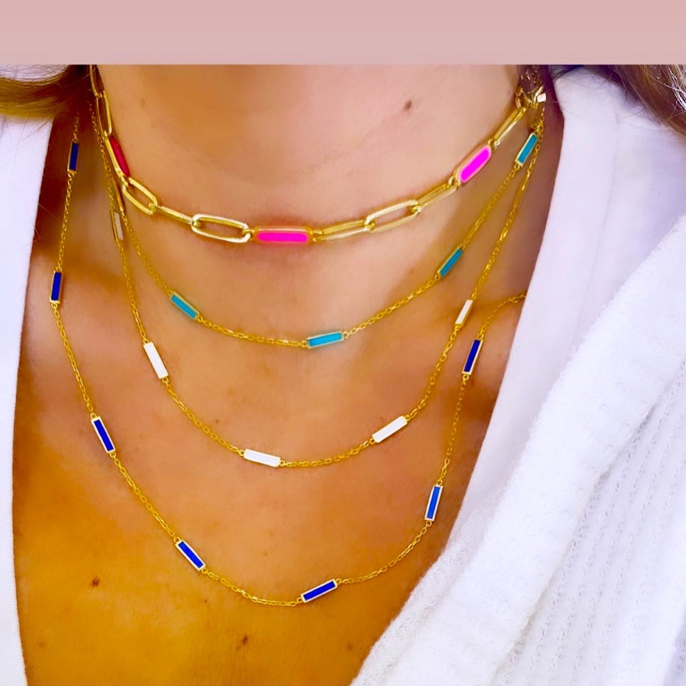 18k plated enamel necklace!! Fun summer necklace